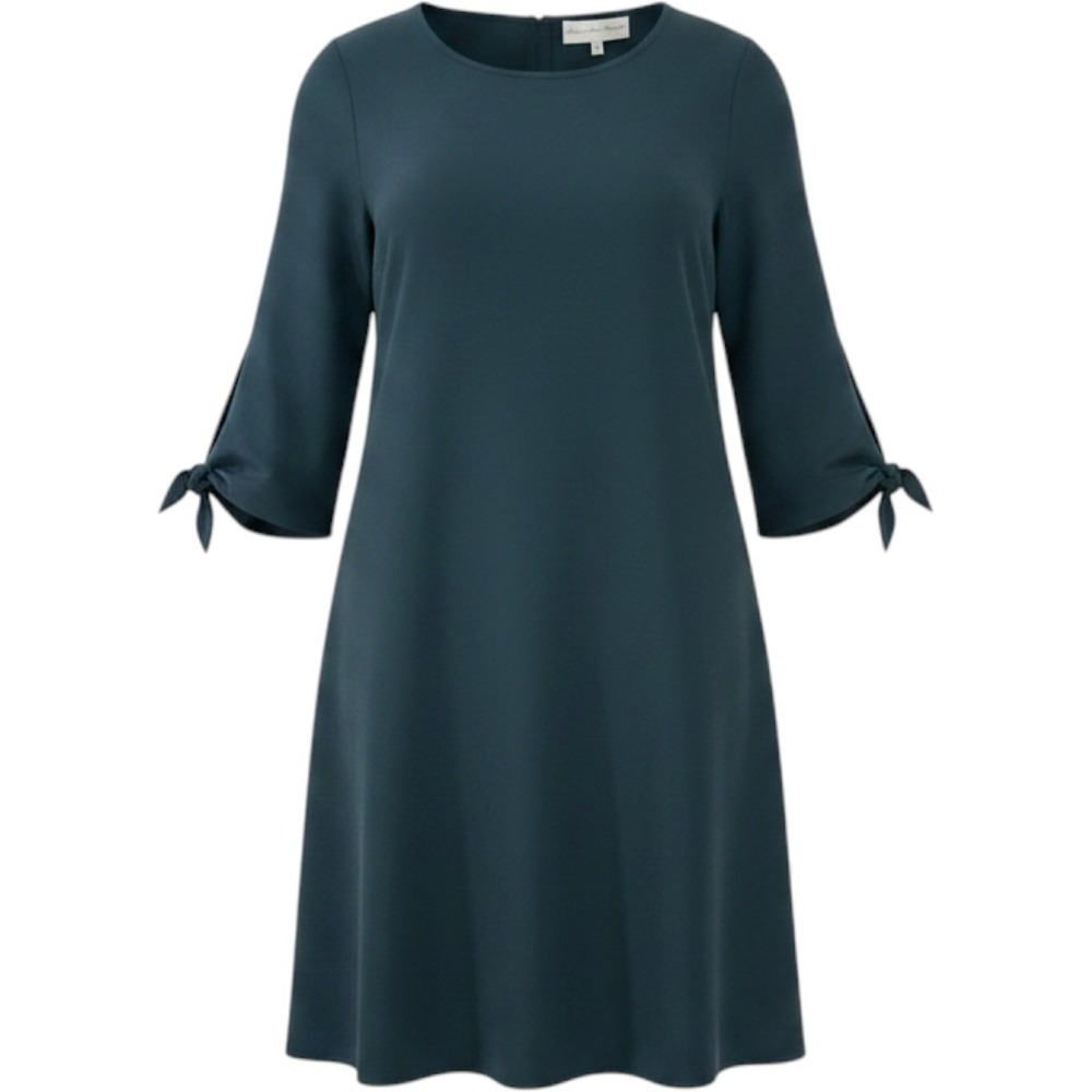 Charles Henry Dark Teal Shift Dress with Tie Sleeve Detail Womens Size SP